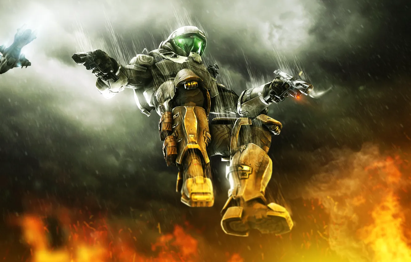 Фото обои gun, pistol, Halo, game, soldier, weapon, suit, Halo 3