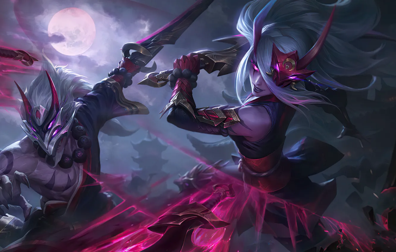 Фото обои Art, League of Legends, Katarina, Skin, LoL, Bloodmoon