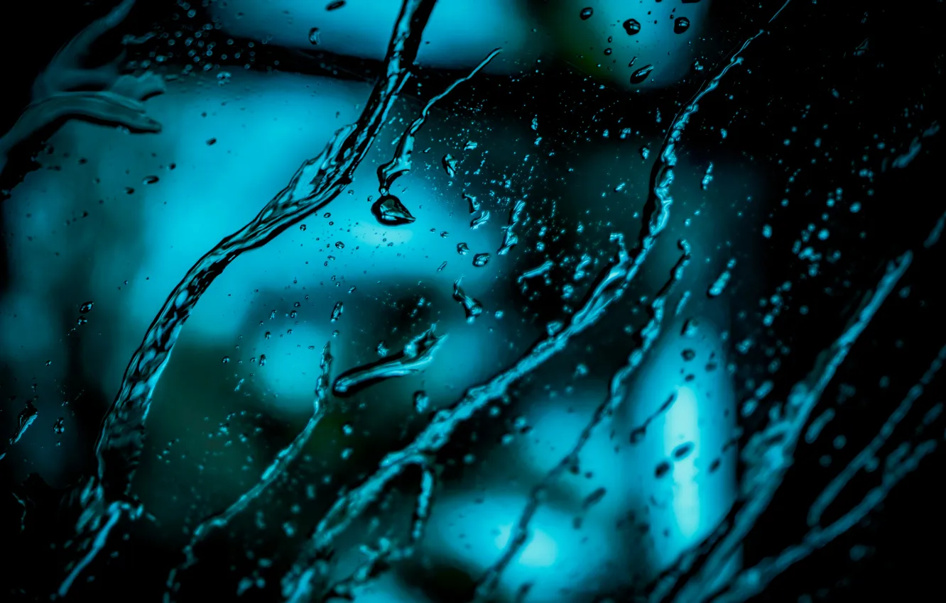 Фото обои NATHAN MULLET, water droplets on glass panel, Water on the window