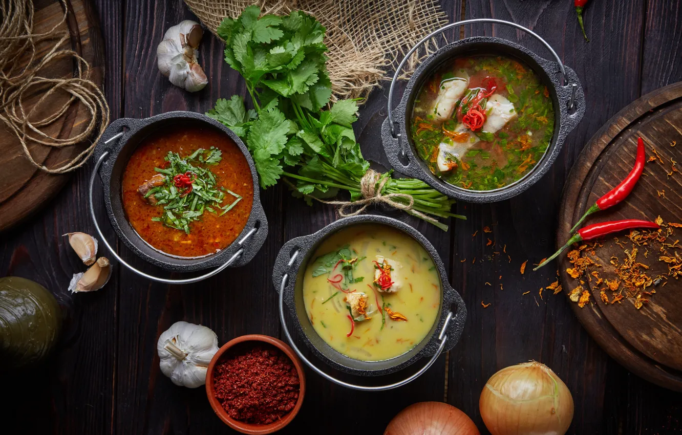 Фото обои суп, перец, петрушка, борщ, ассорти