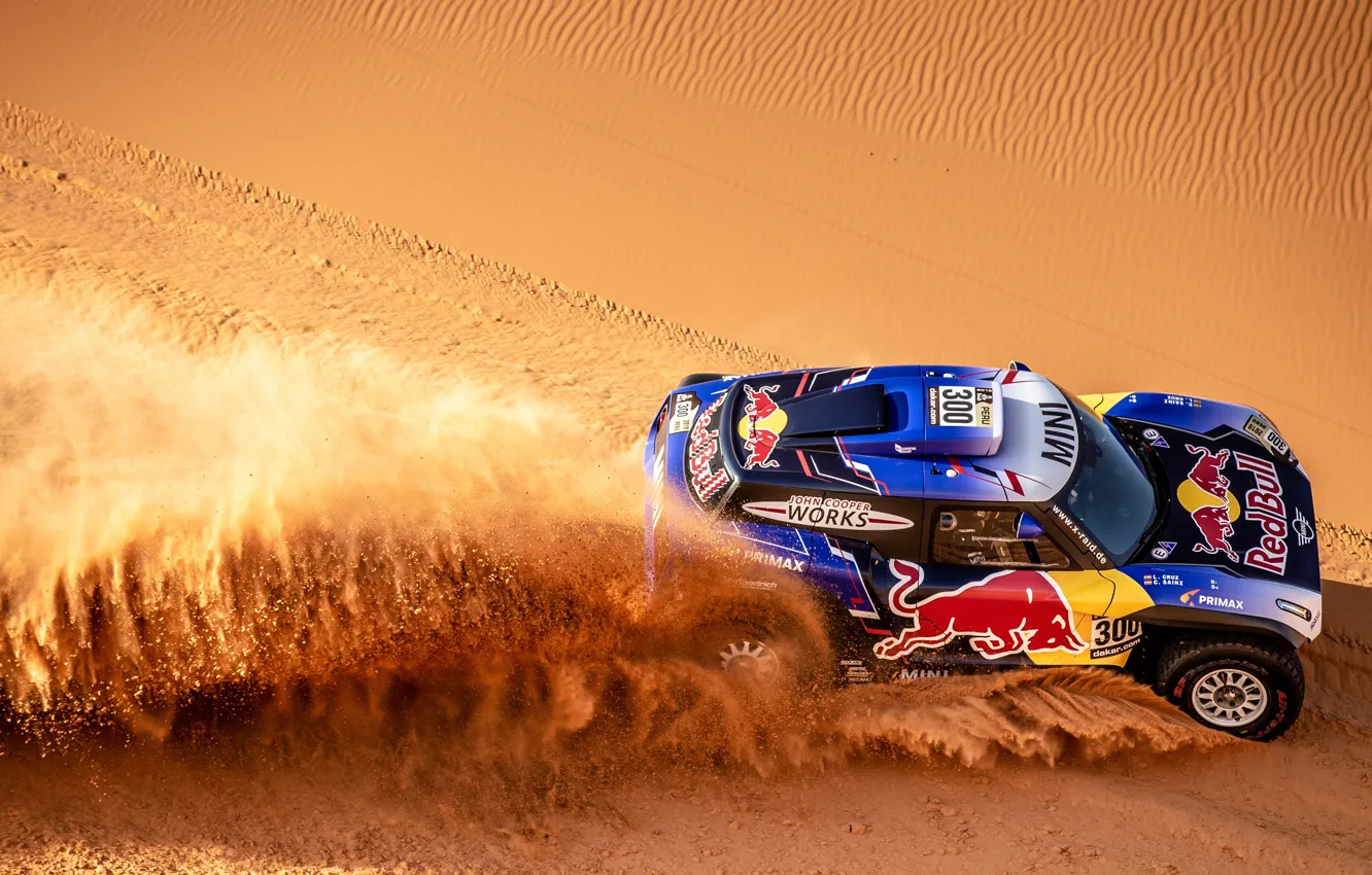 Фото обои Песок, Mini, Спорт, Пустыня, Машина, Автомобиль, 300, Rally