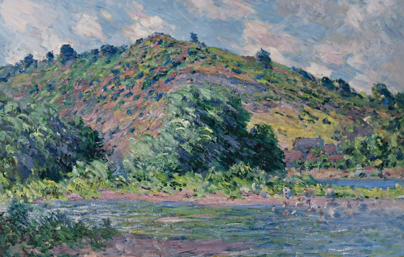 Фото обои пейзаж, природа, картина, Claude Monet, Клод Моне, Берега Сены в Пор-Виле