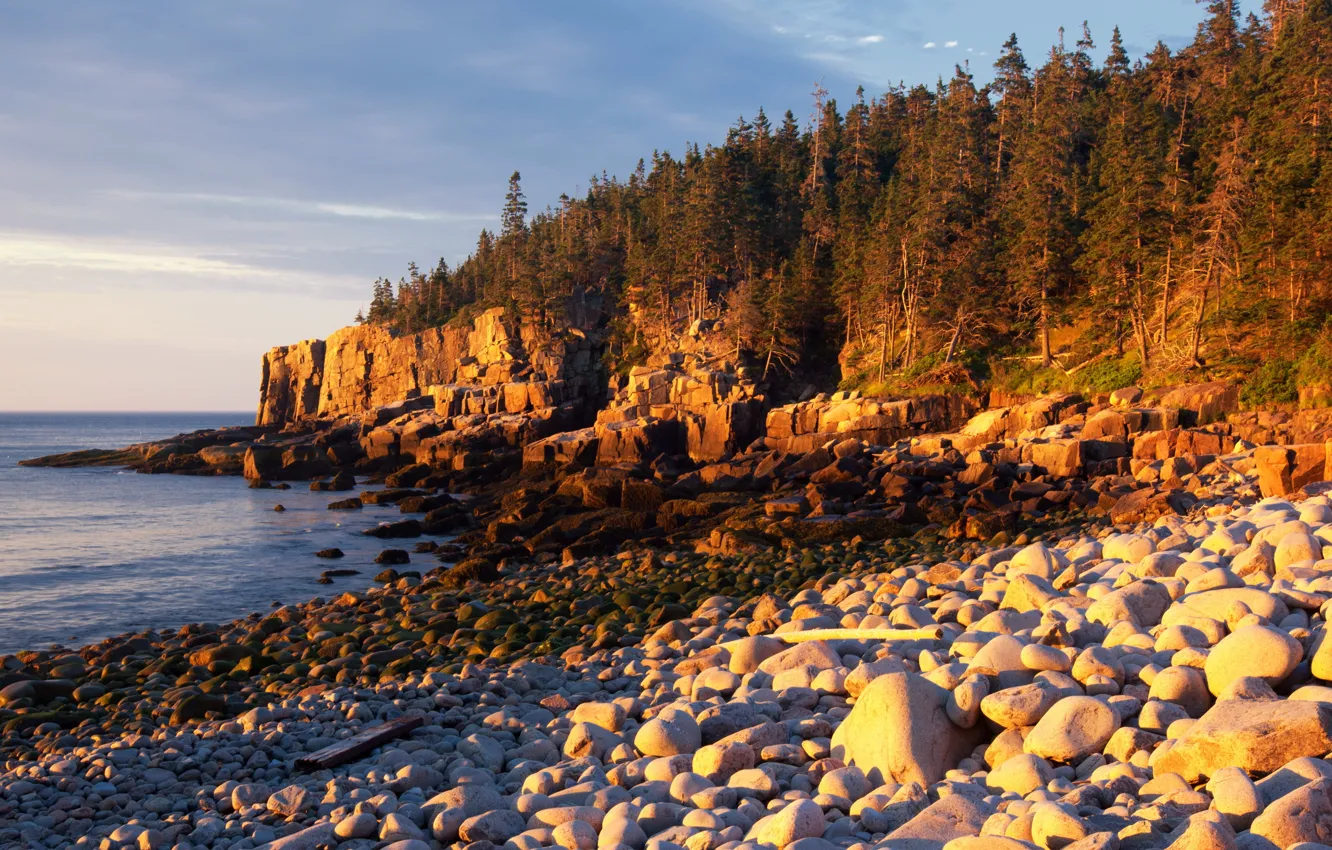 Фото обои природа, парк, камни, побережье, США, Acadia
