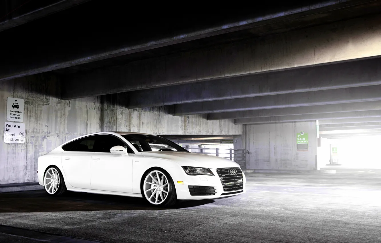 Фото обои Audi, ауди, white, wheels, vossen, frontside