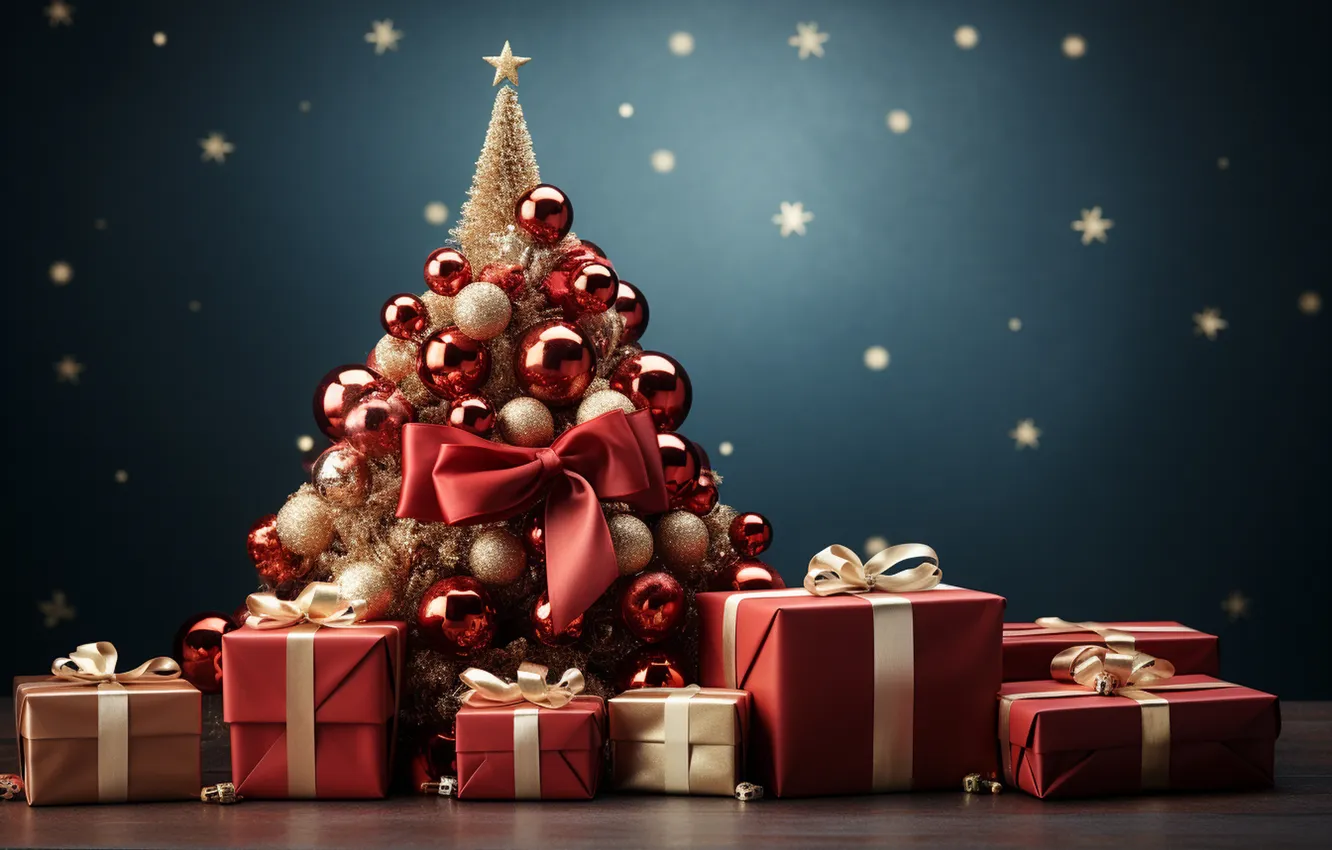 Фото обои елка, Рождество, подарки, Новый год, Christmas, tree, decoration, gift boxes