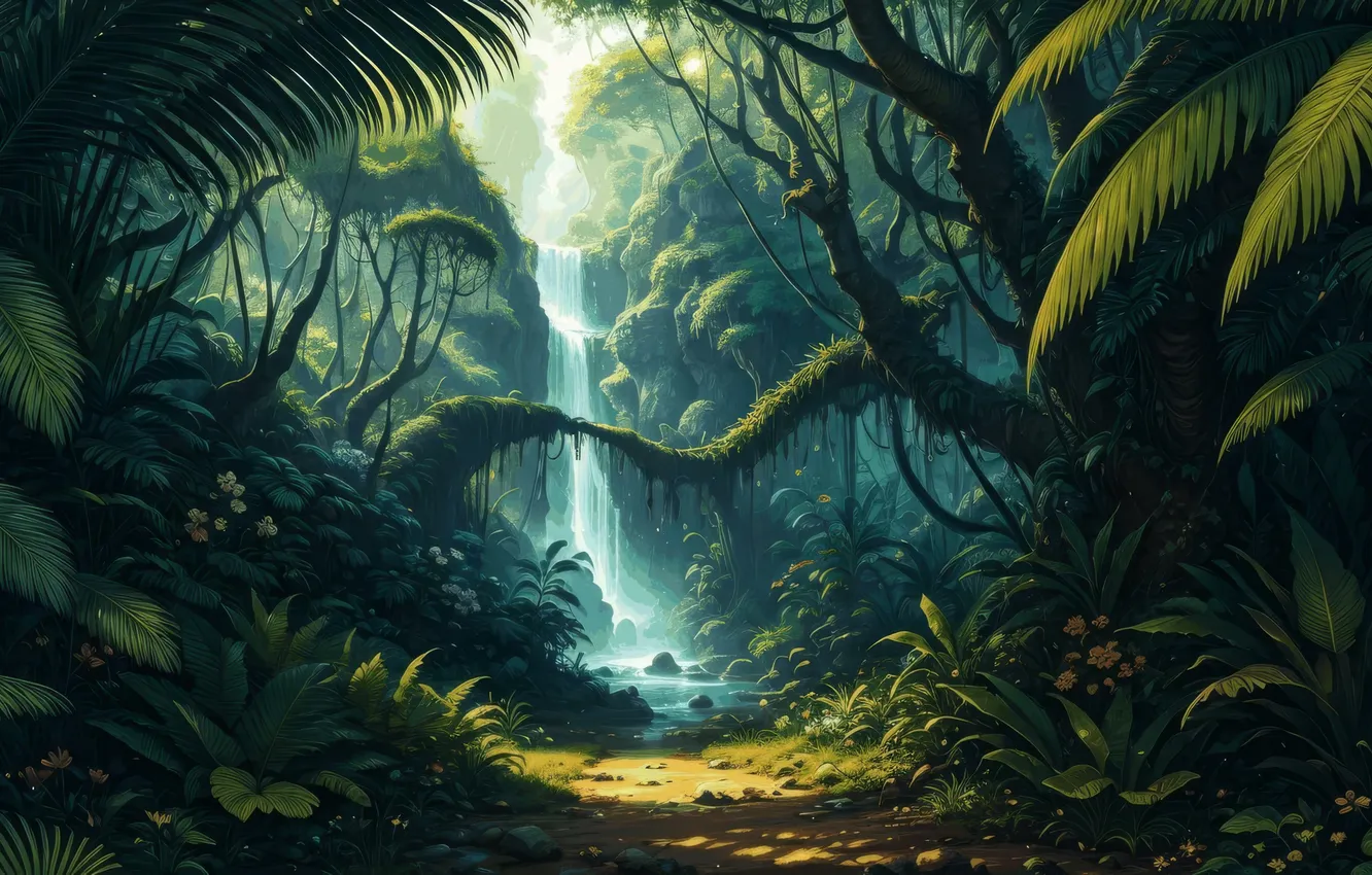 Фото обои Фон, Джунгли, Jungle, Background, Rainforest, Тропический Лес