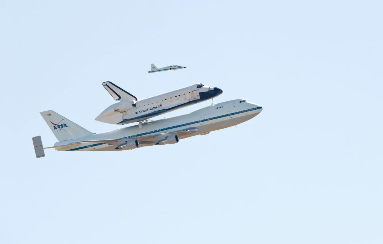 Фото обои Небо, Самолет, Полет, Boeing, NASA, Боинг, 747, НАСА