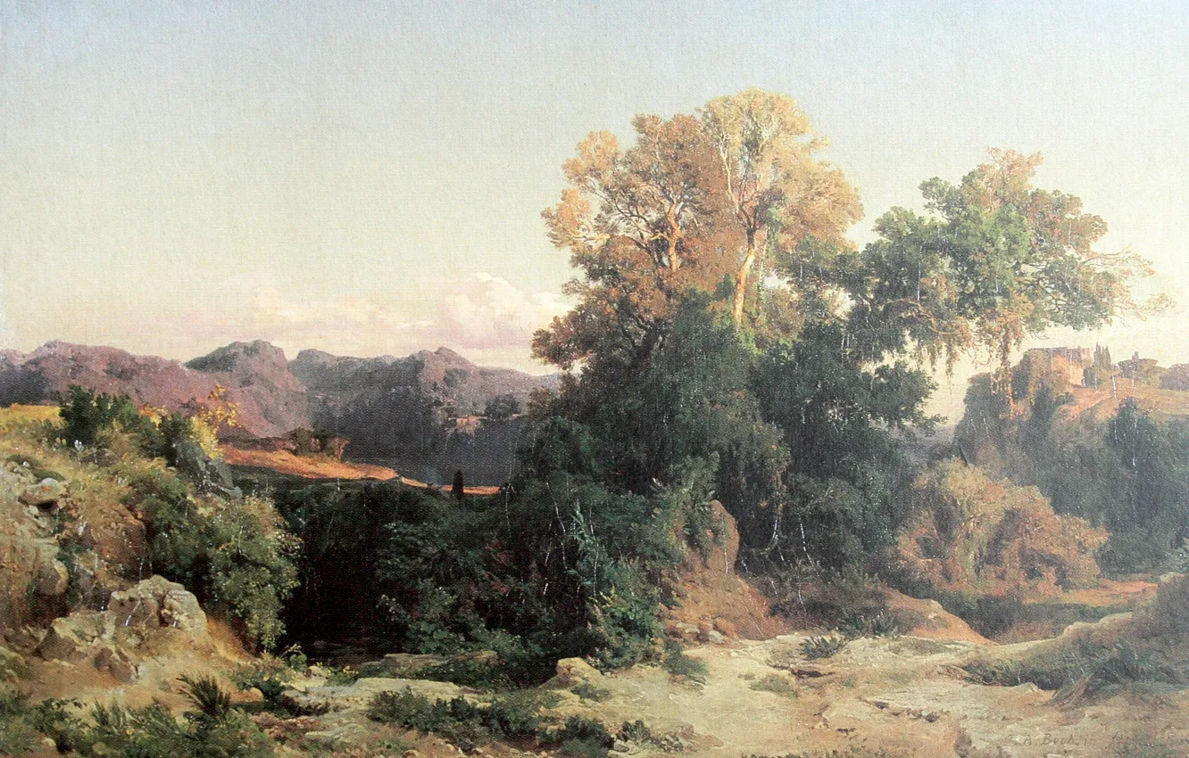 Фото обои пейзаж, 1851, В горах Албании, Arnold Böcklin