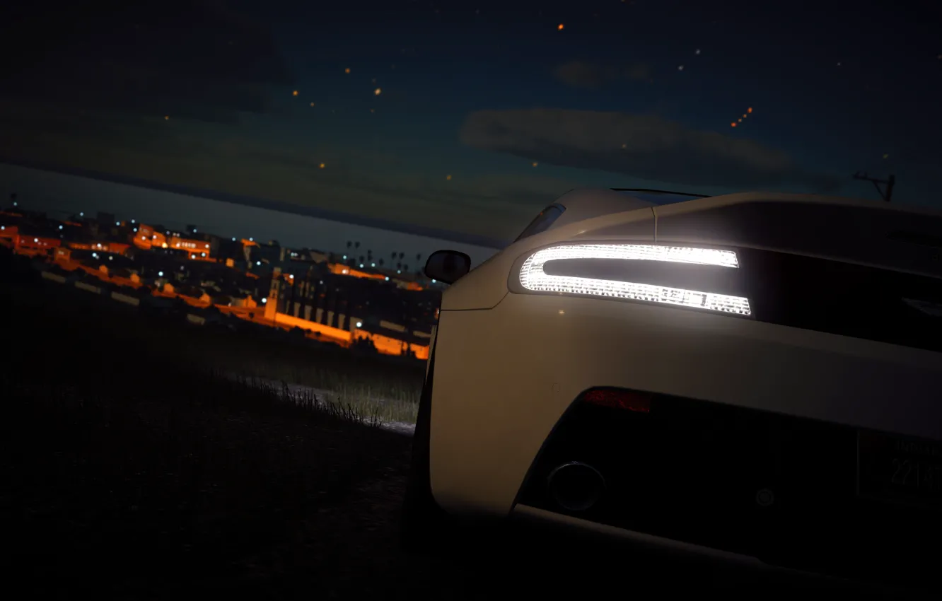 Фото обои car, game, the crew, aston Martin, branco, noite, cidade