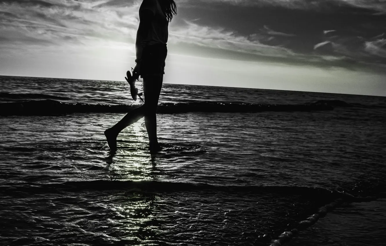 Фото обои sea, water, black white, NATHAN MULLET
