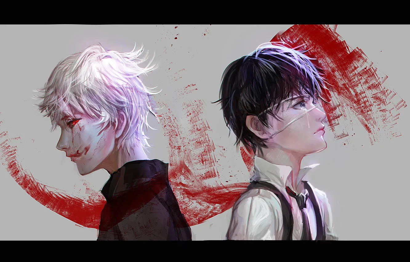 Фото обои кровь, арт, монстры, мужчины, Tokyo Ghoul, Ken Kaneki, Sangrde