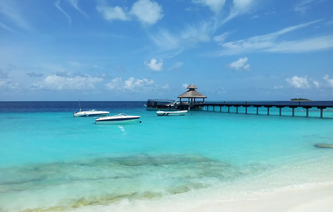 Фото обои океан, отдых, остров, Maldives