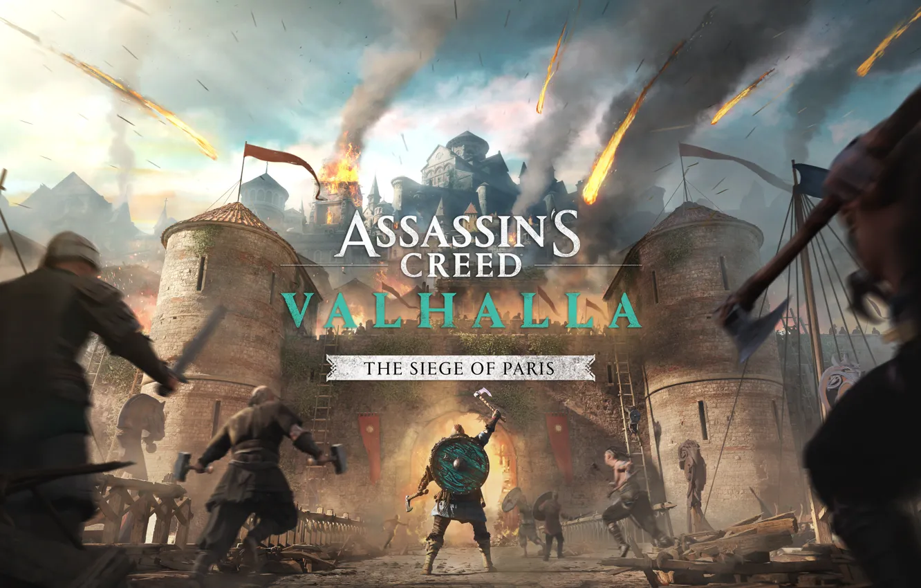 Фото обои Париж, крепость, штурм, Assassin's Creed Valhalla