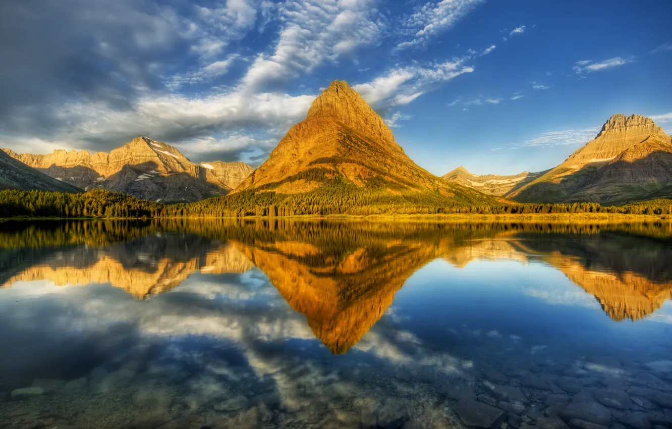 Фото обои горы, озеро, монтана, mountains, lake, glacier national park, глейшер, montana