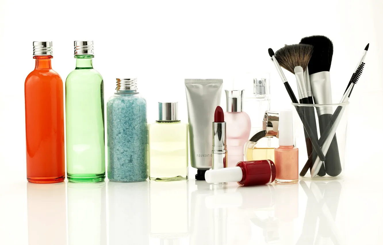 Фото обои дух, помада, кисть, косметика, лак, perfume, cosmetics, lipstick