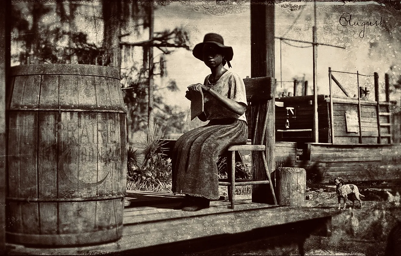 Фото обои HDR, game, dog, tree, women, UHD, Red Dead Redemption 2, XBox One X