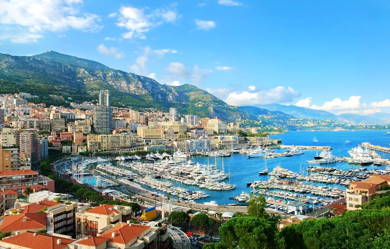 Фото обои море, горы, яхта, отель, Monaco, sea, mountains, Монако