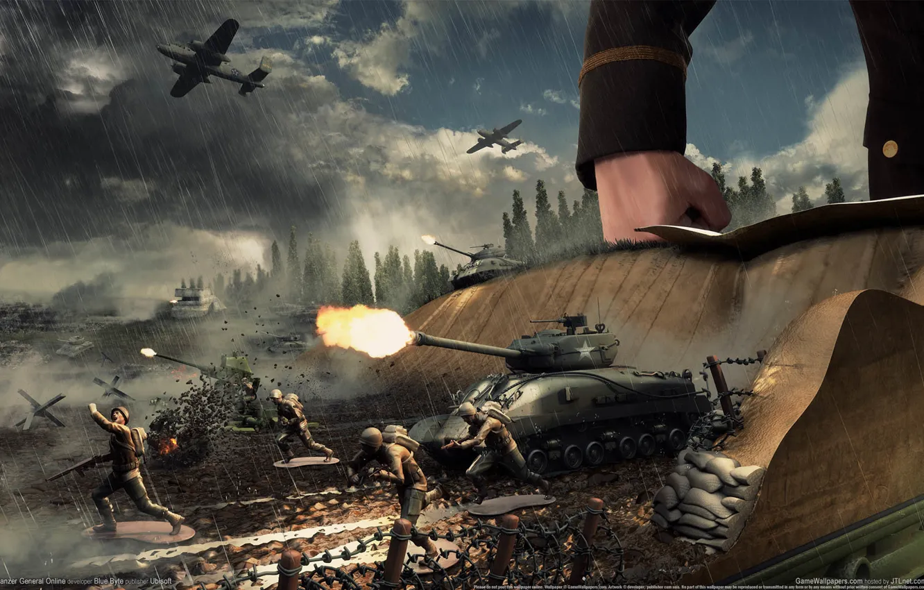 Фото обои война, бой, солдаты, генерал, танки, самолёты, game wallpapers, Panzer General Online