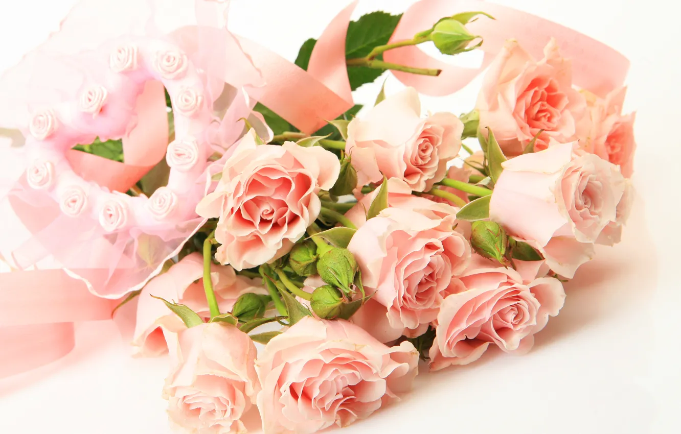 Фото обои цветы, сердце, розы, букет, heart, bouquet, roses, чайные
