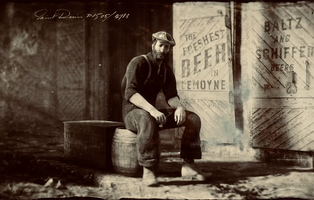 Фото обои HDR, Game, Man, Boxes, Barrel, UHD, Red Dead Redemption 2, Xbox One X
