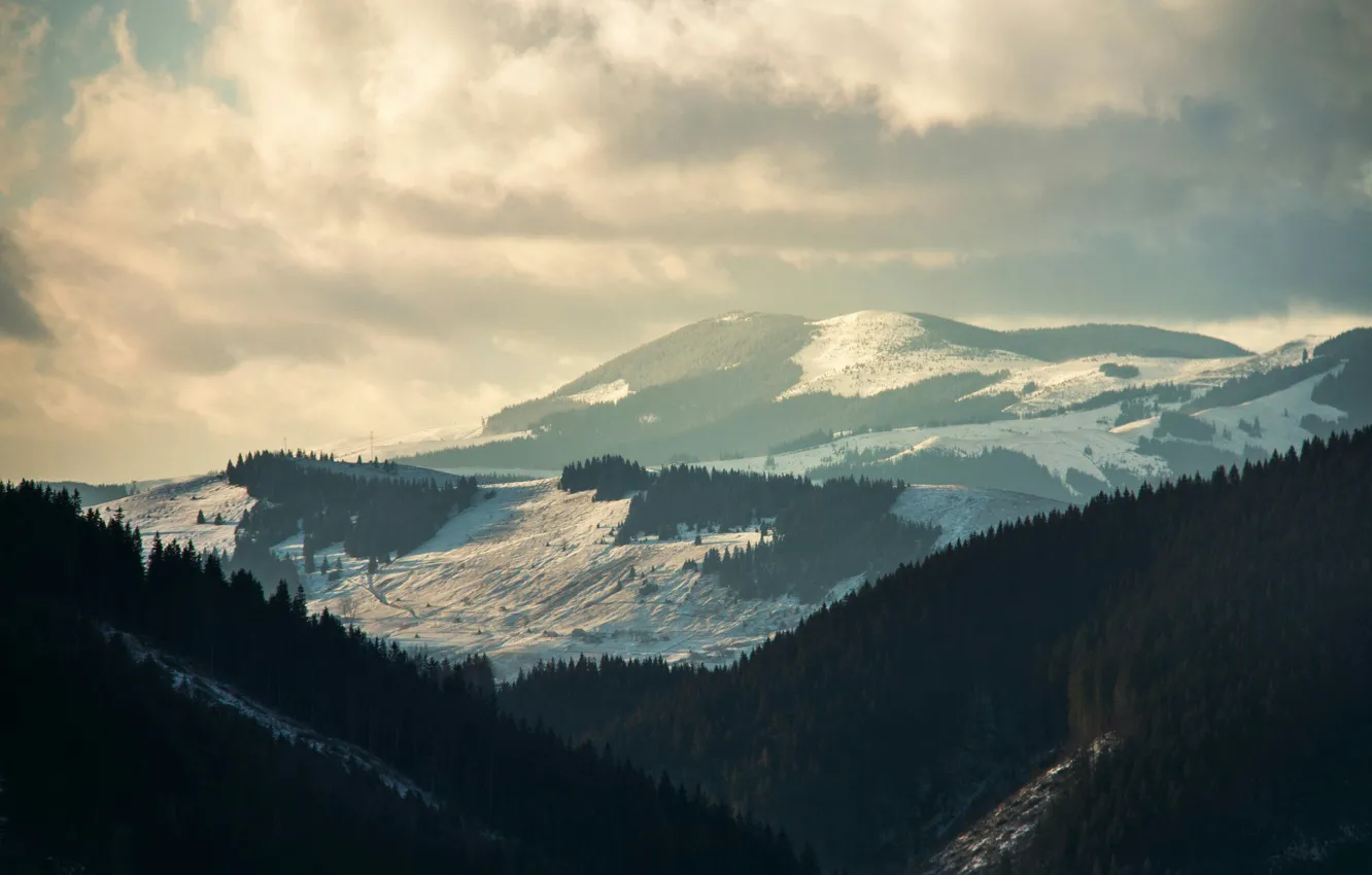 Фото обои зима, снег, горы, альпы