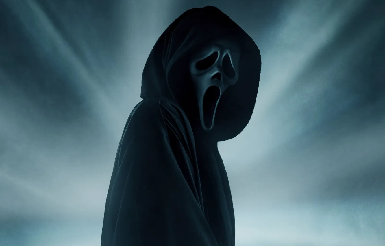 Фото обои фигура, маска, капюшон, Крик, постер, Scream