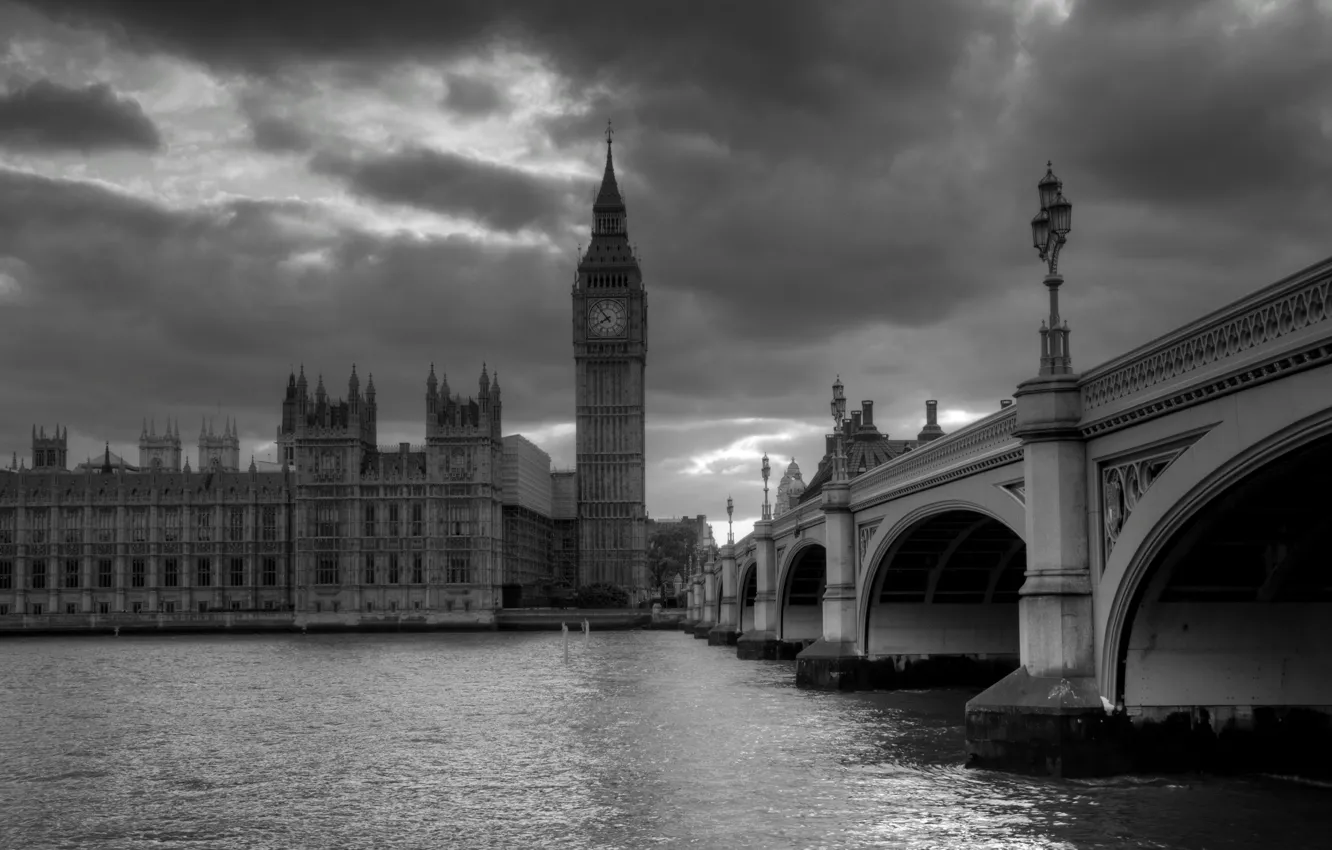 Фото обои мост, лондон, бигбэн