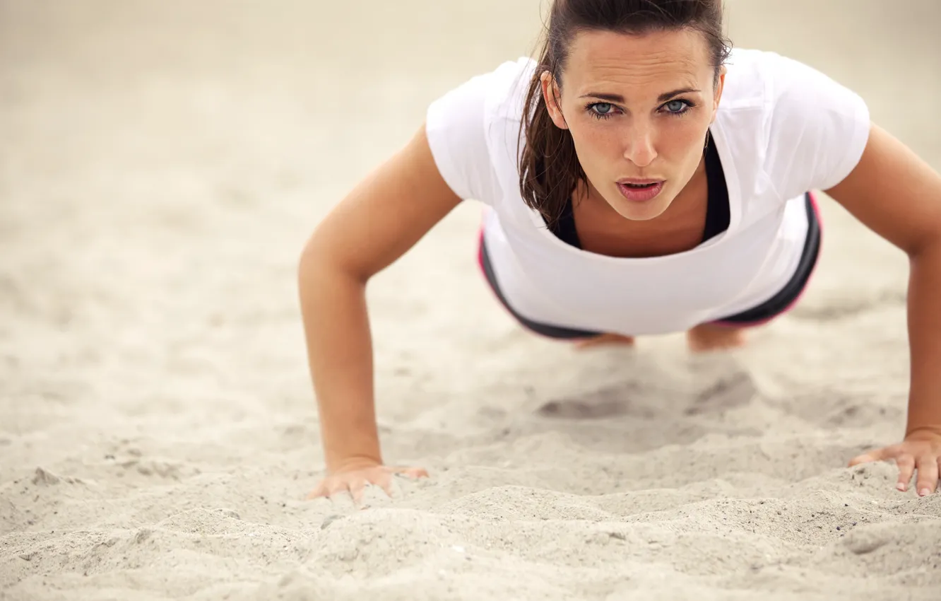 Фото обои look, fitness, pushups woman