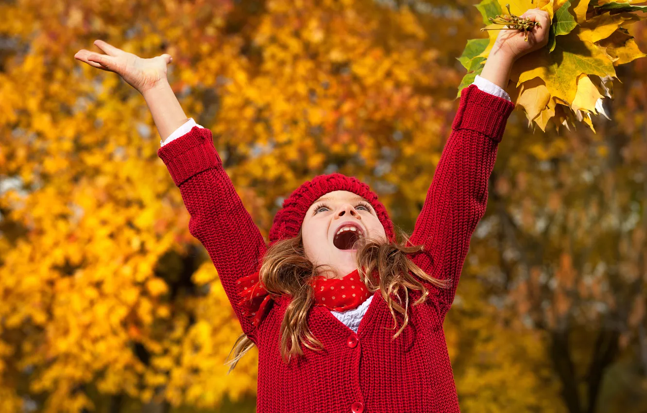 Фото обои осень, листья, Девушки, autumn, leaves, little girl