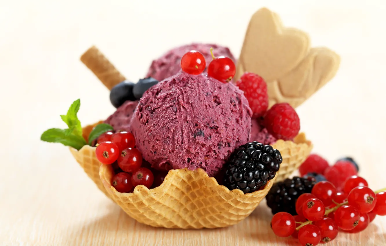 Фото обои сладость, еда, ягода, мороженое, десерт, смородина, ежевика, dessert