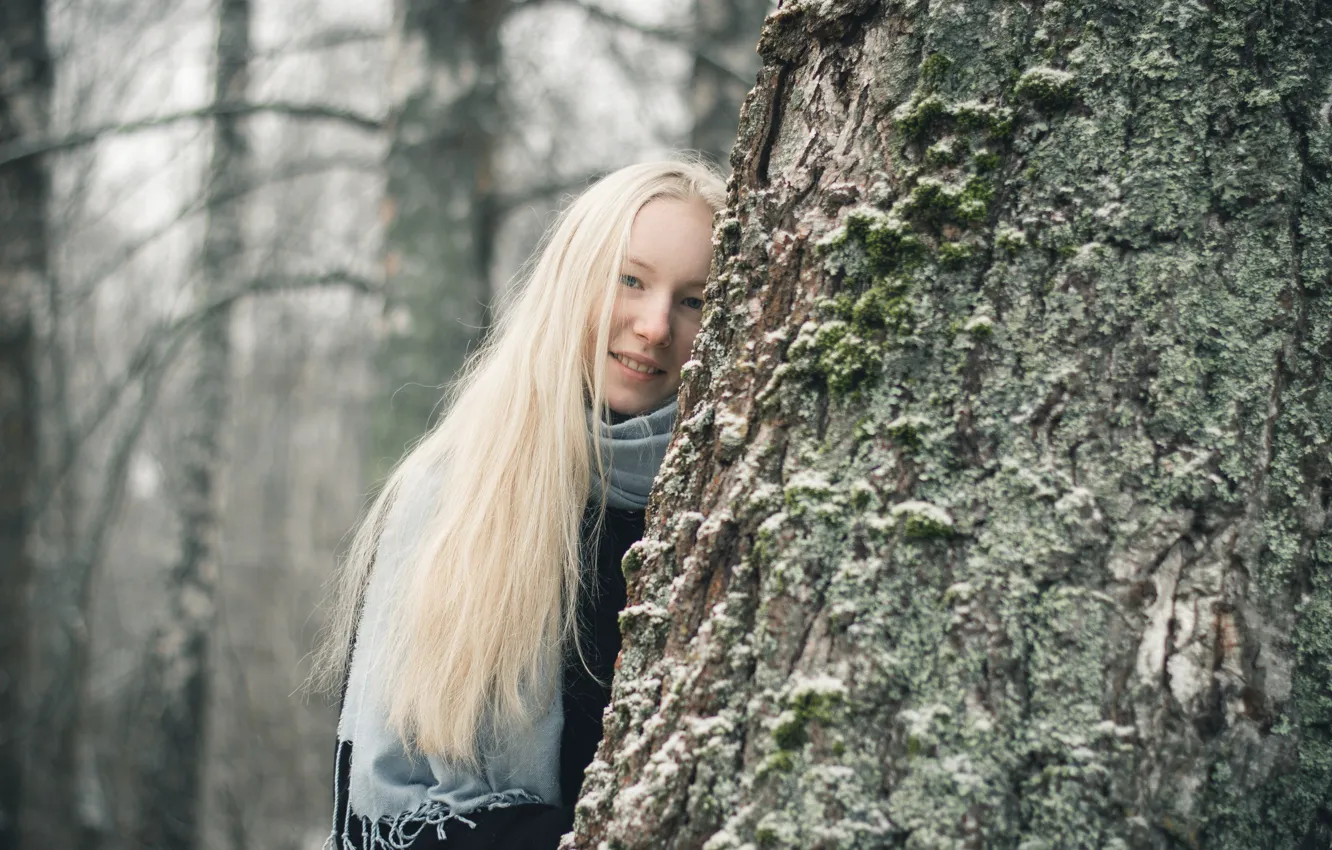 Фото обои локоны, улыбка, Влад Гуленков, шарф