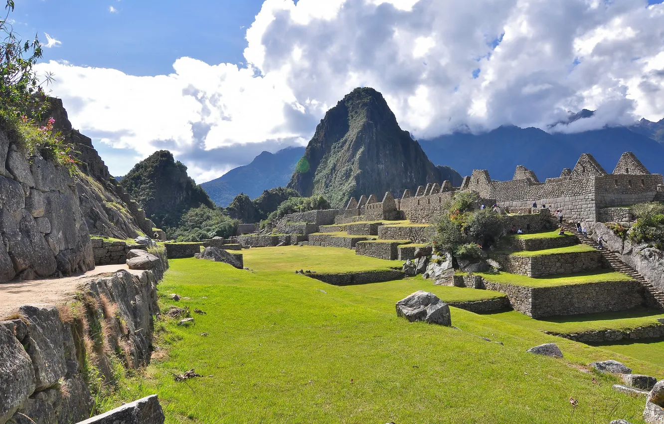 Фото обои небо, горы, город, развалины, руины, Перу, Мачу-Пикчу, инки