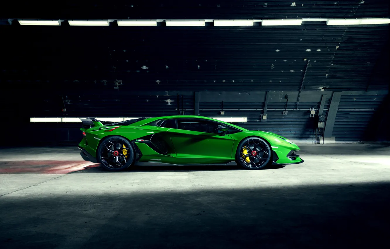 Фото обои Lamborghini, суперкар, вид сбоку, Aventador, Novitec, SVJ, 2019, Aventador SVJ