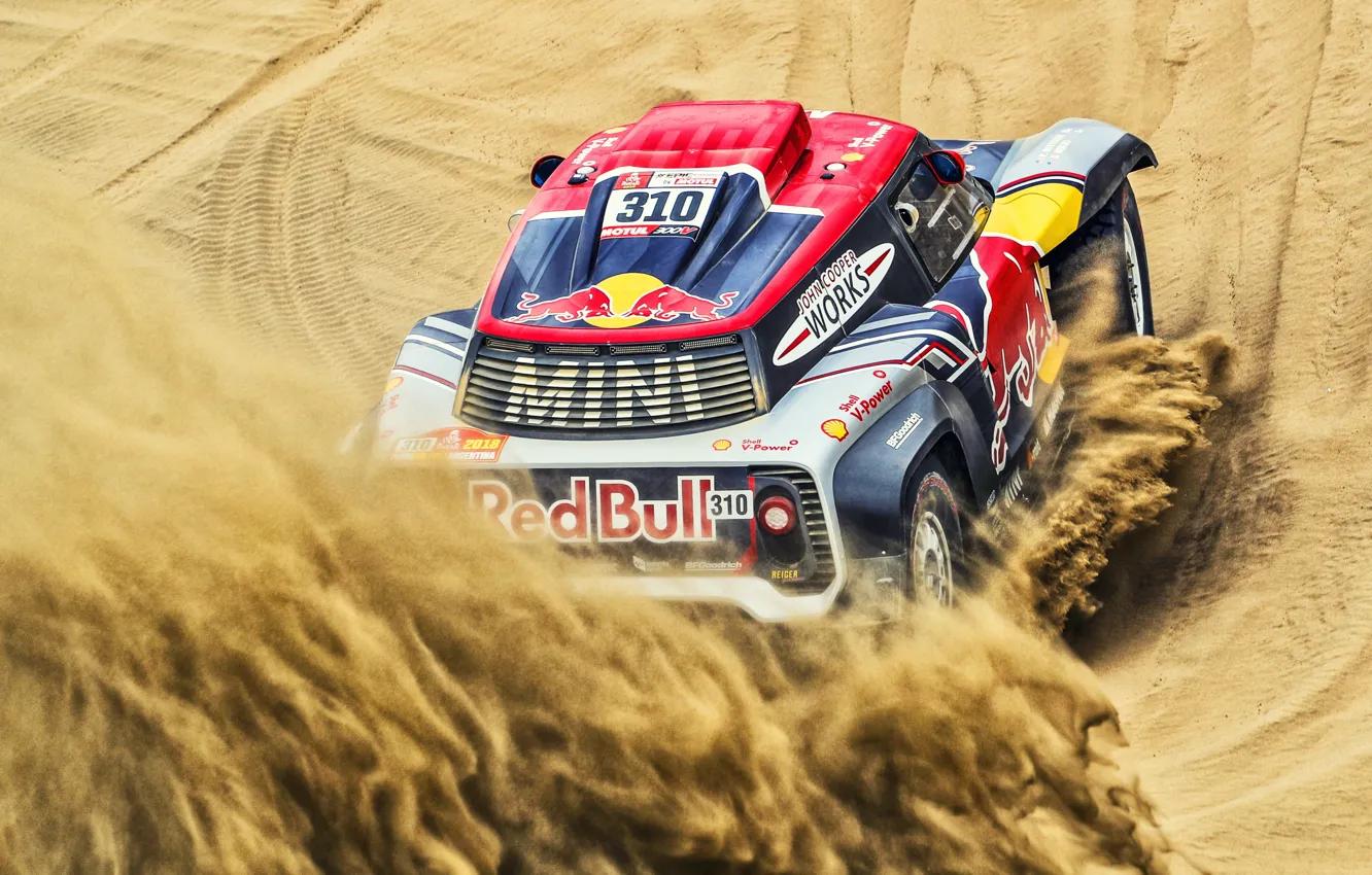 Фото обои Песок, Mini, Спорт, Пустыня, Скорость, Rally, Dakar, Дакар