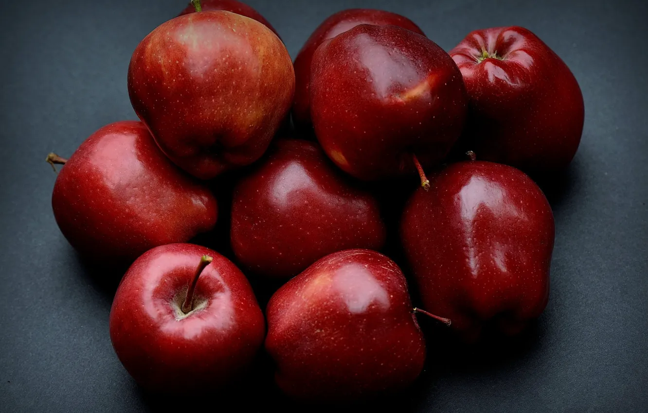 Фото обои фон, яблоки, красные яблоки