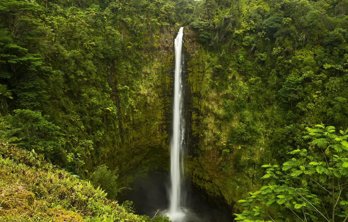 Фото обои горы, водопад, Hawaii