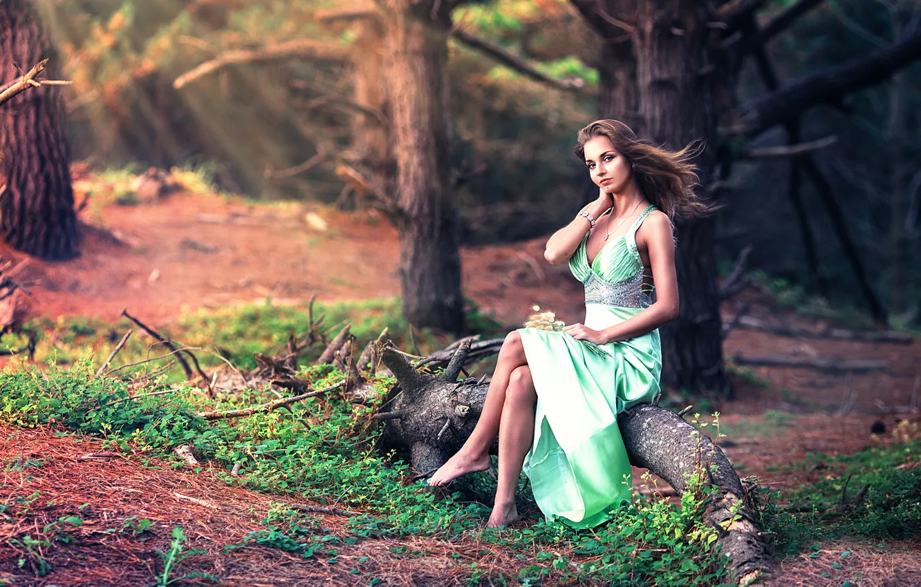 Фото обои лес, платье, ножки, Naira