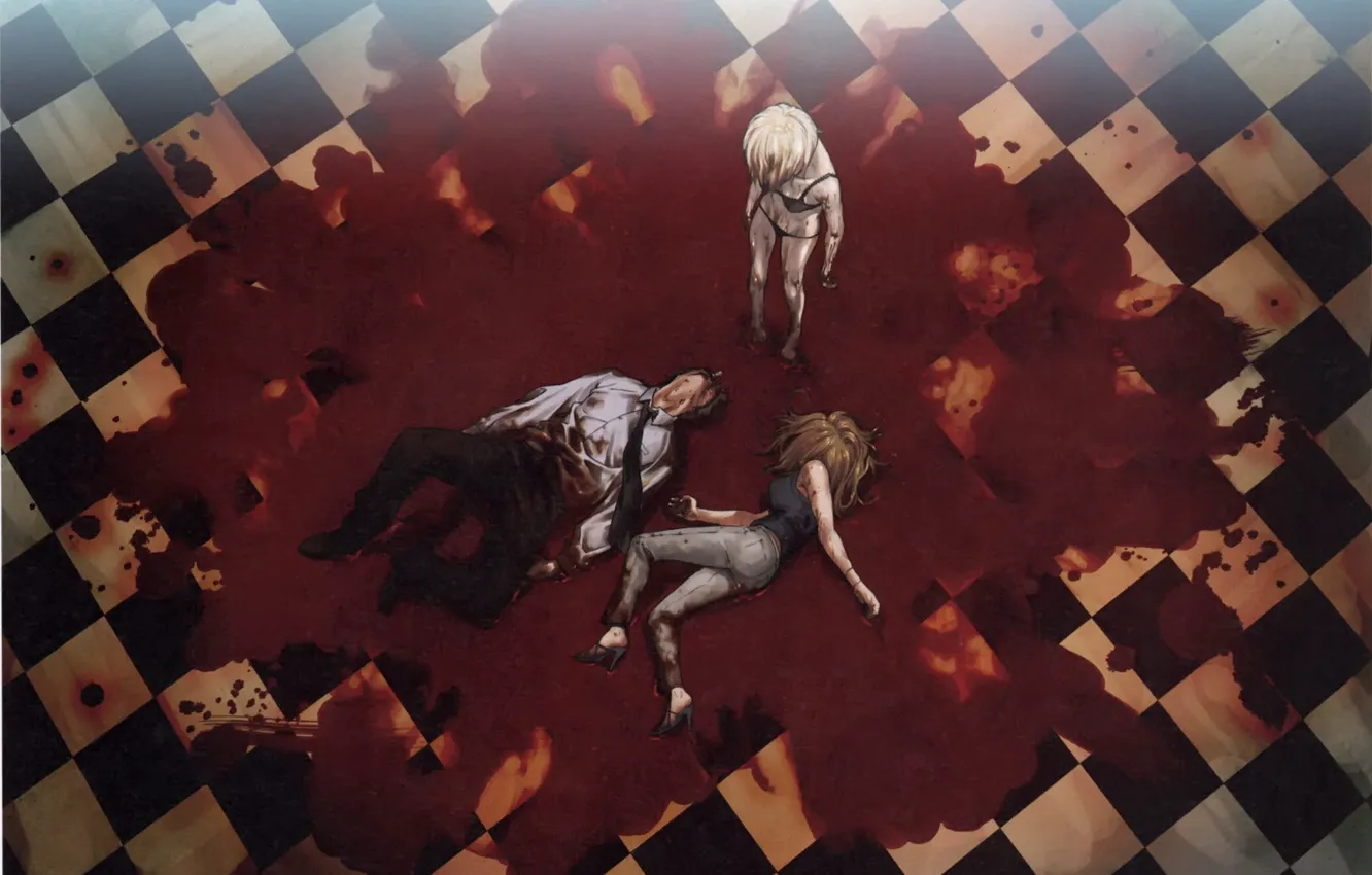 Фото обои убийство, ужас, безумие, кровища, лужа крови, no more heroes, by Yuusuke Kozaki, Alice Twilight
