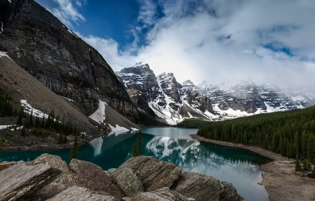 Фото обои пейзаж, горы, озеро, Valley of the Ten Peaks