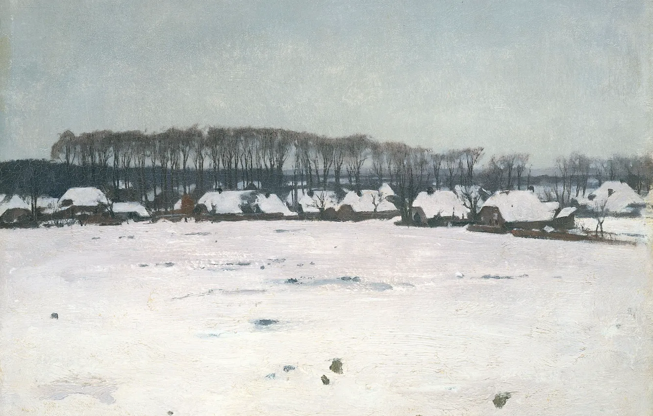 Фото обои масло, картина, холст, Зимний пейзаж, 1922, Willem Witsen, Виллем Витсен