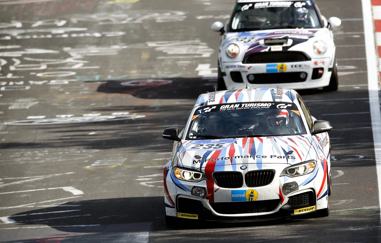 Фото обои BMW, Тень, Фары, Race, MINI, 24H Nurburgring