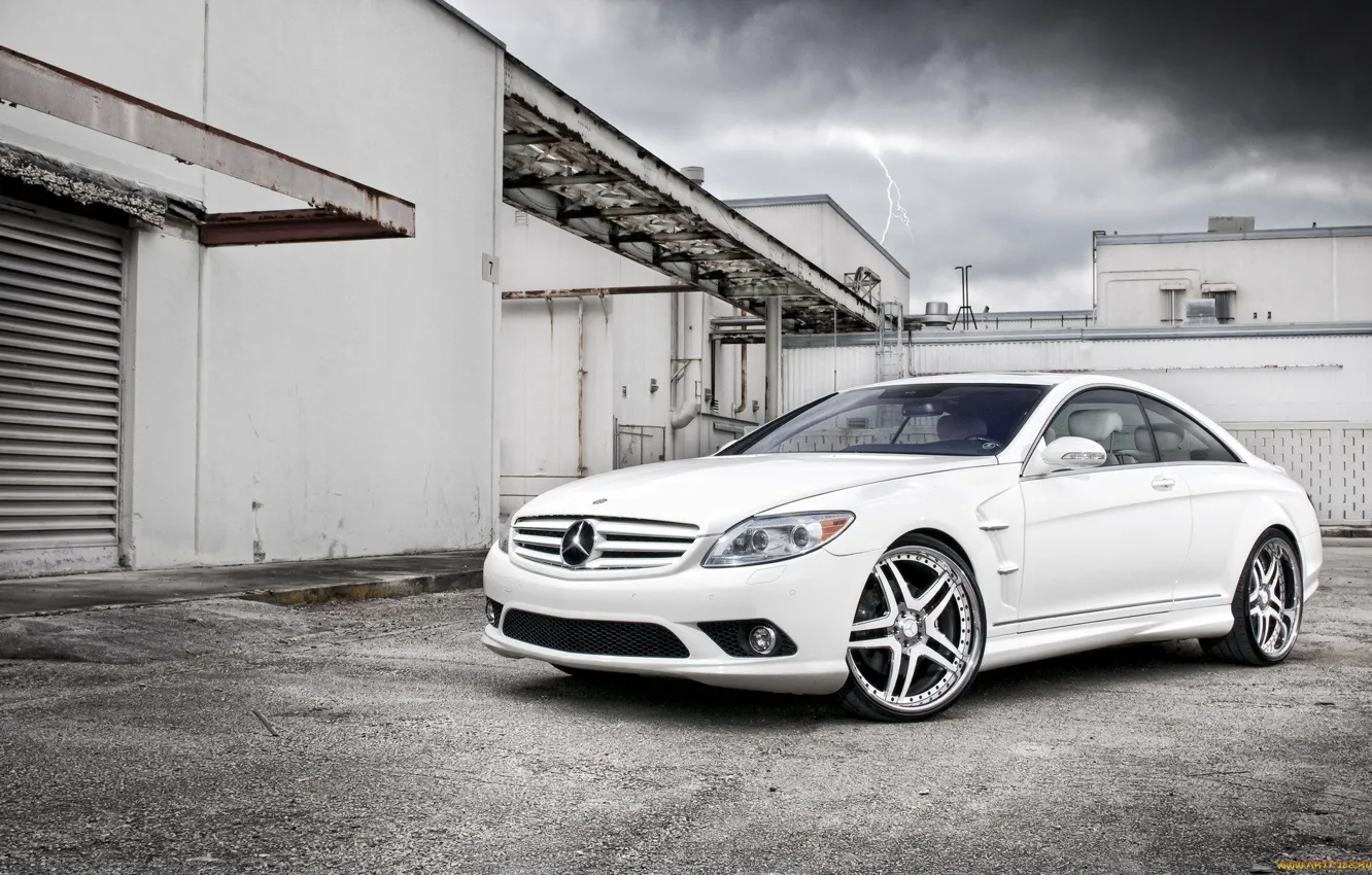 Фото обои дорога, завод, Mercedes