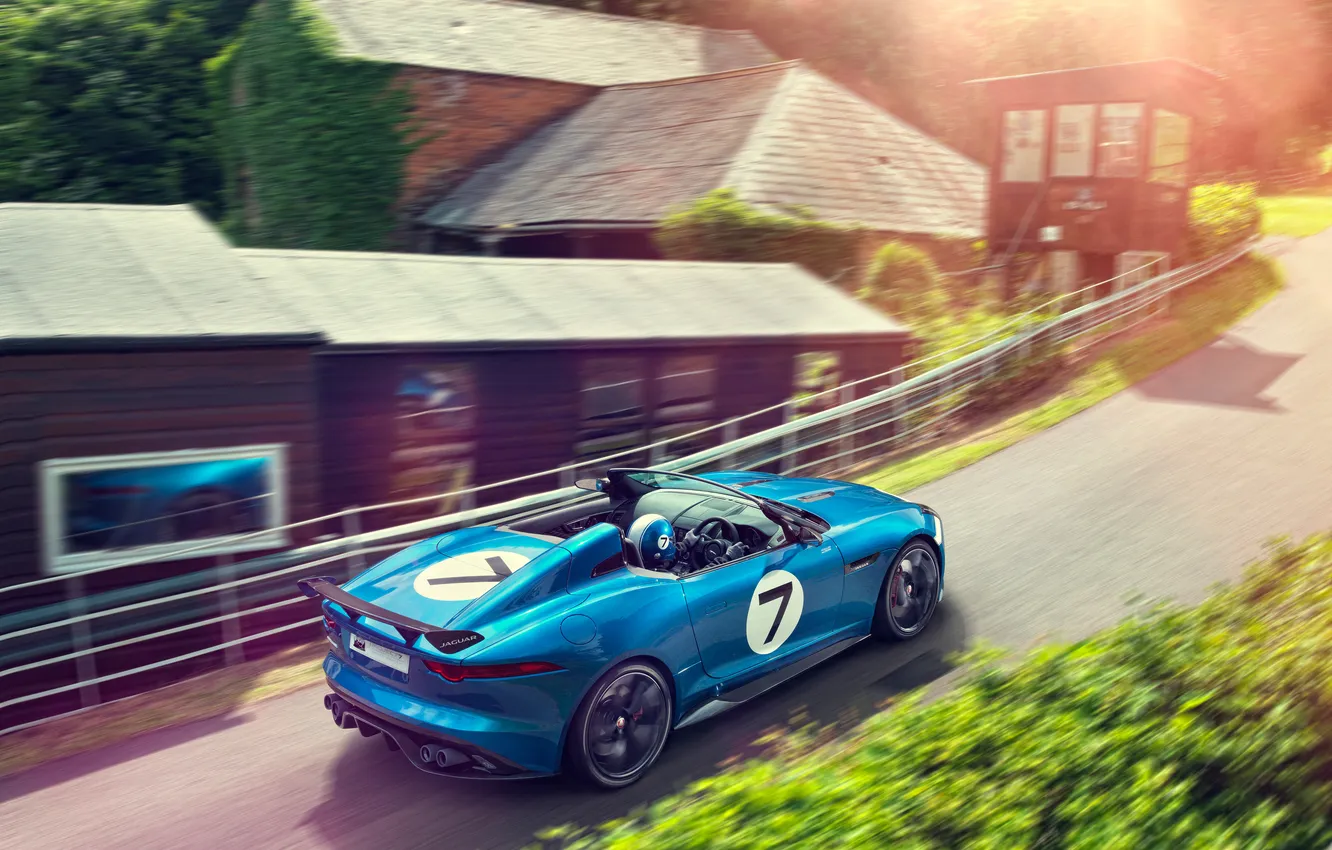 Фото обои машина, Concept, синий, Jaguar, концепт, в движении, Project 7