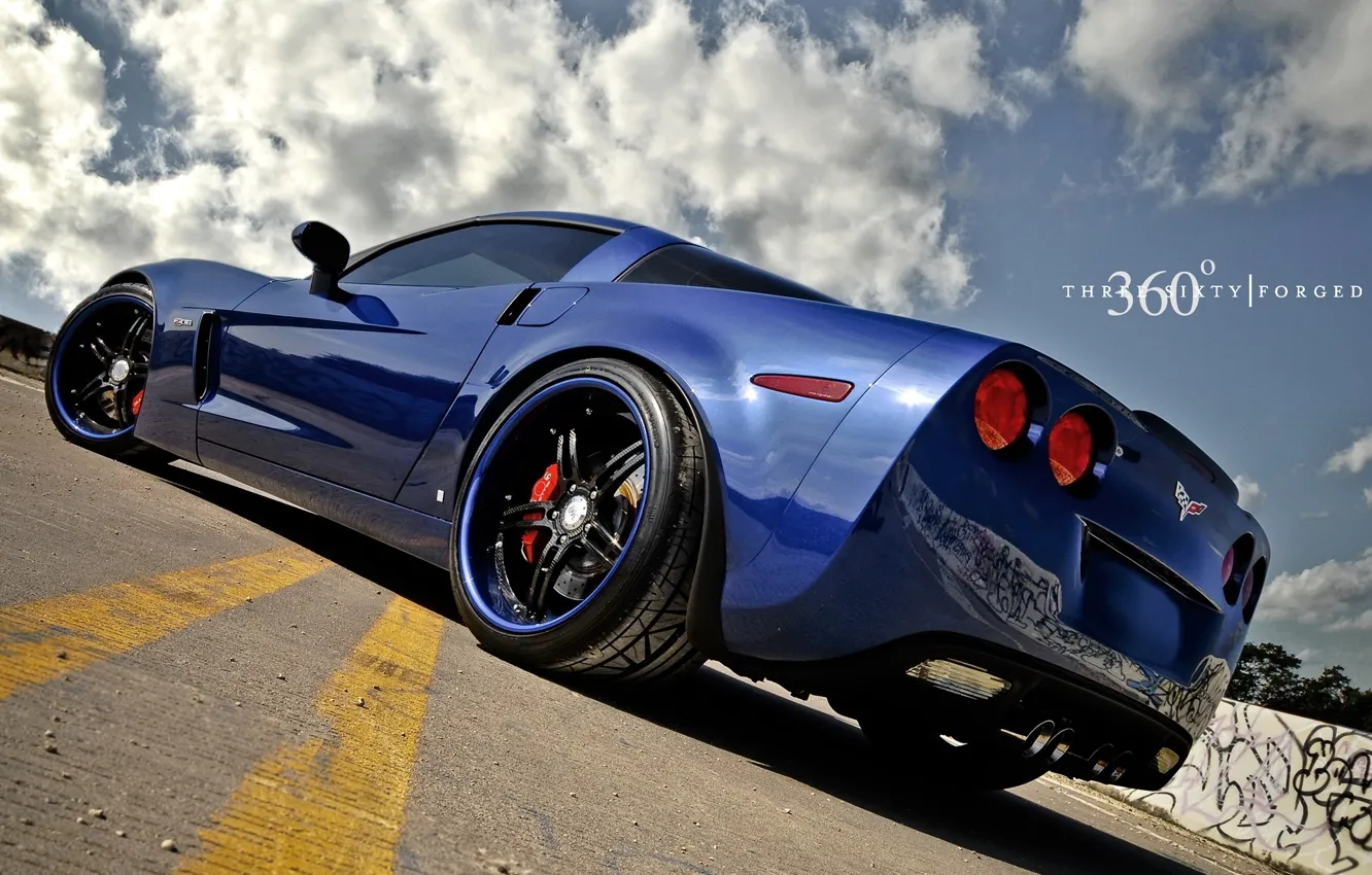 Фото обои синий, Z06, Corvette, Chevrolet, шевроле, blue, корвет, 360 three sixty forged