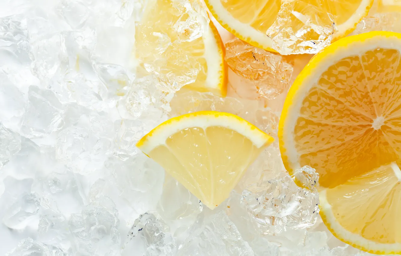 Фото обои лед, лимон, апельсин, цитрус
