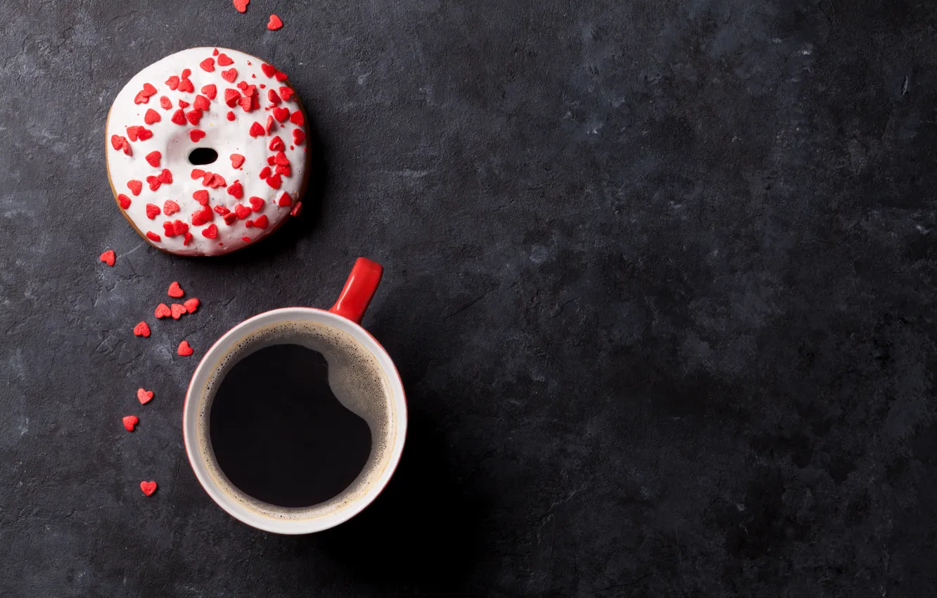 Фото обои кофе, пончик, cup, глазурь, coffee, donut