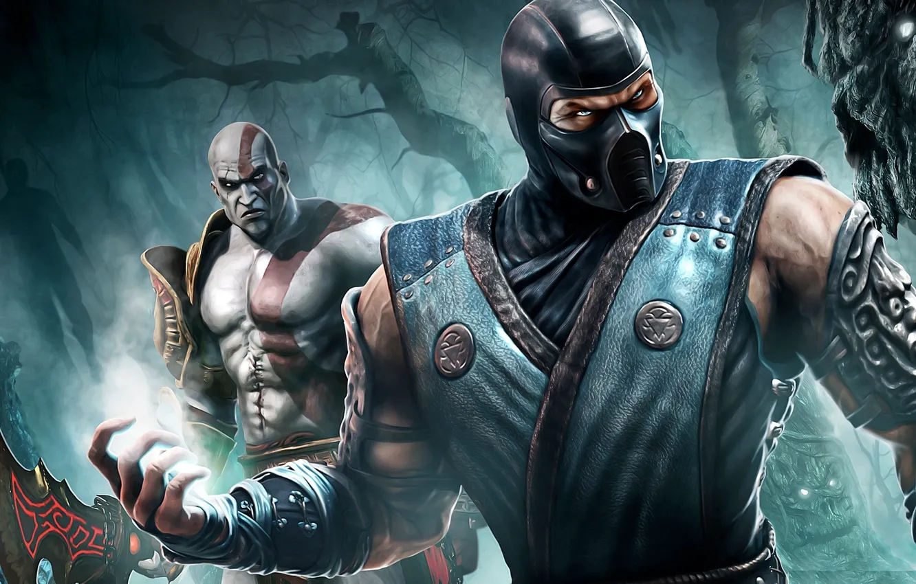 Фото обои Kratos, Mortal Kombat, Sub Zero