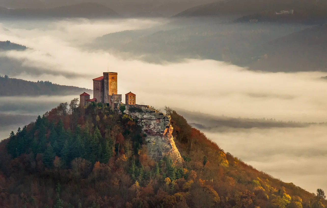 Фото обои гора, Германия, замок Трифельс