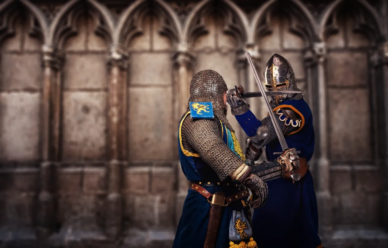 Фото обои soldiers, armor, fighting, swords, medieval