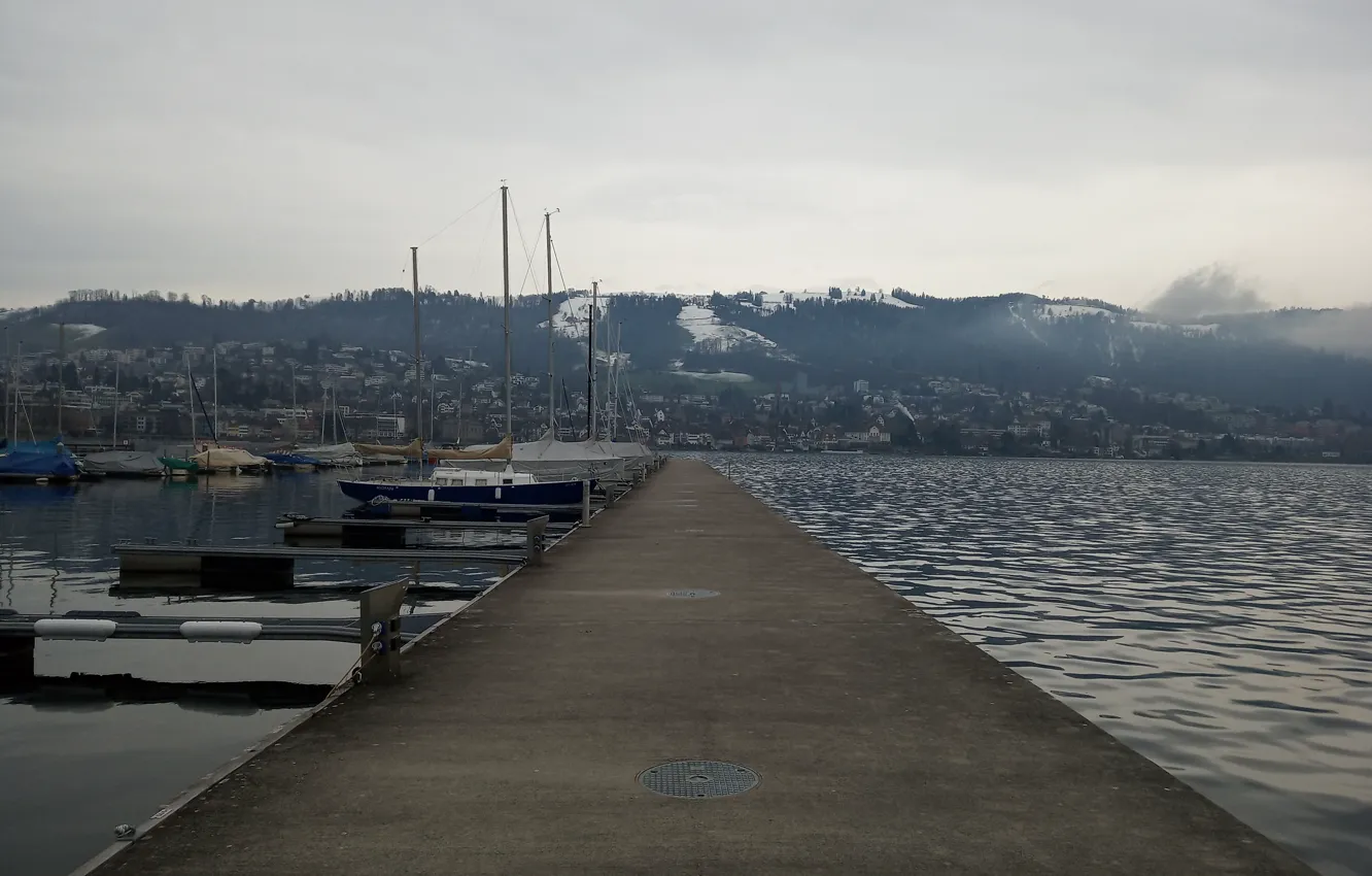 Фото обои Швейцария, озеро Цуг, город Цуг